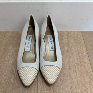 Evan Picone White Kitten Heels